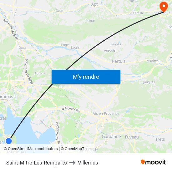 Saint-Mitre-Les-Remparts to Villemus map