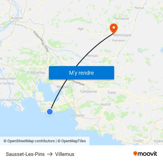 Sausset-Les-Pins to Villemus map