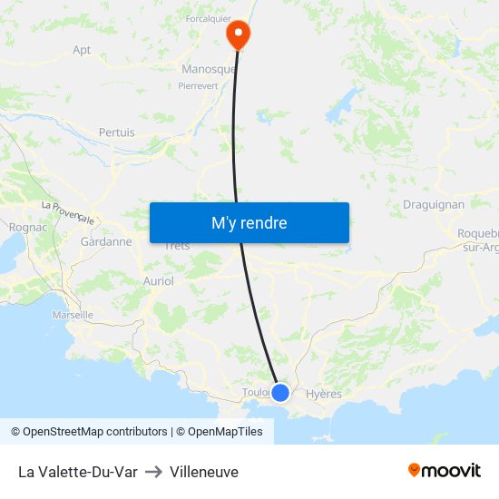 La Valette-Du-Var to Villeneuve map