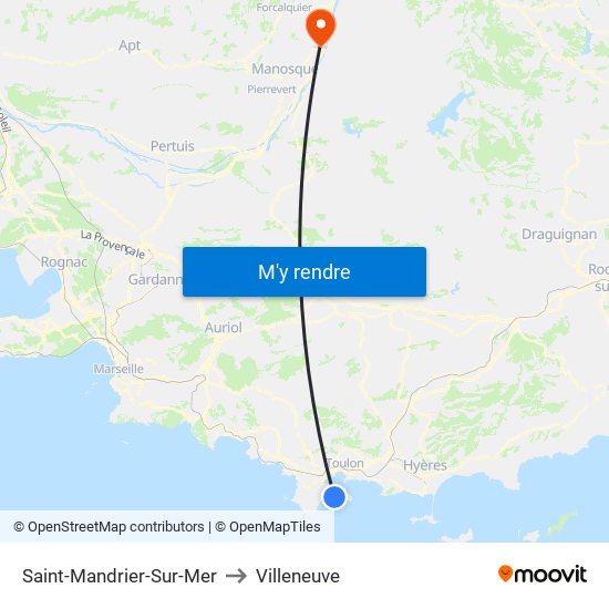 Saint-Mandrier-Sur-Mer to Villeneuve map