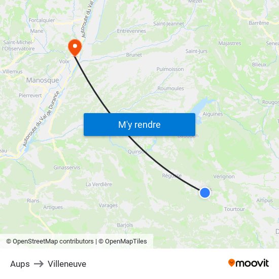 Aups to Villeneuve map