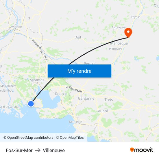 Fos-Sur-Mer to Villeneuve map