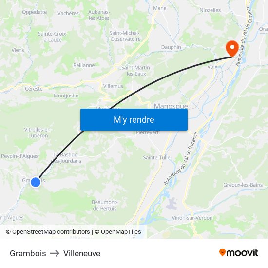 Grambois to Villeneuve map