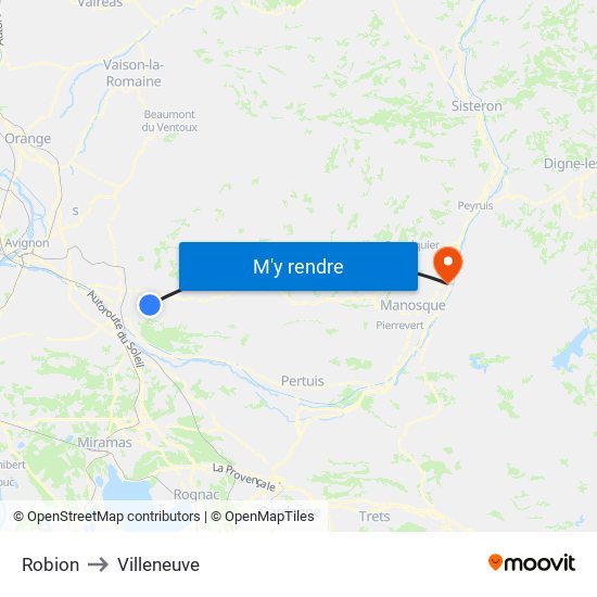 Robion to Villeneuve map
