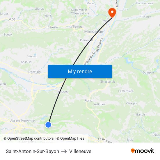 Saint-Antonin-Sur-Bayon to Villeneuve map