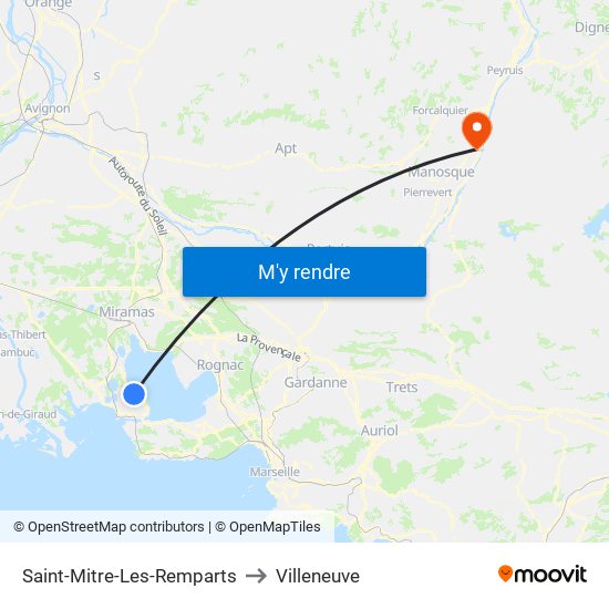 Saint-Mitre-Les-Remparts to Villeneuve map