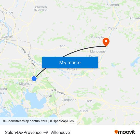 Salon-De-Provence to Villeneuve map