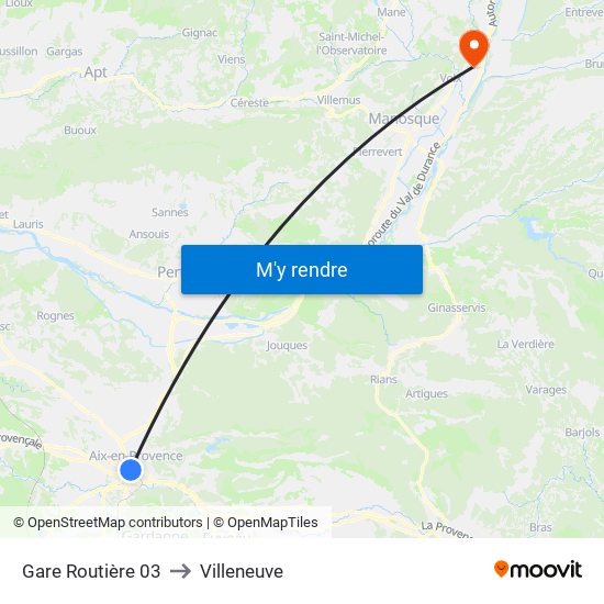 Gare Routière 03 to Villeneuve map