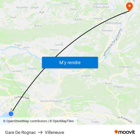 Gare De Rognac to Villeneuve map