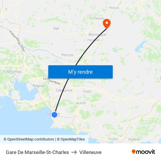 Gare De Marseille-St-Charles to Villeneuve map