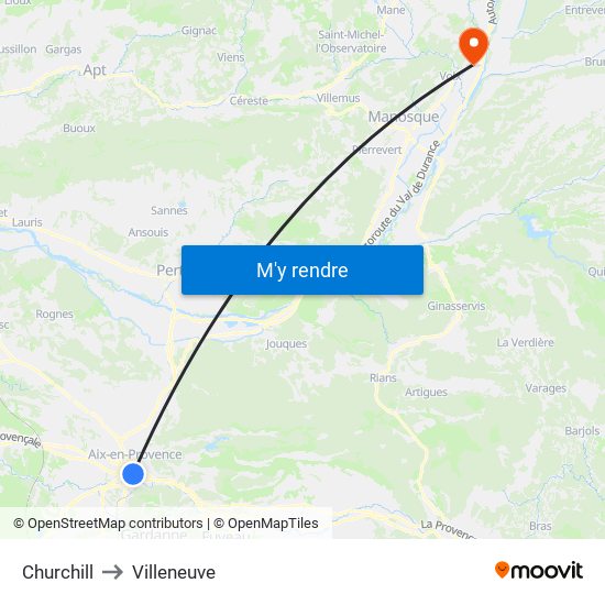 Churchill to Villeneuve map