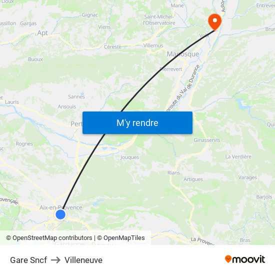 Gare Sncf to Villeneuve map