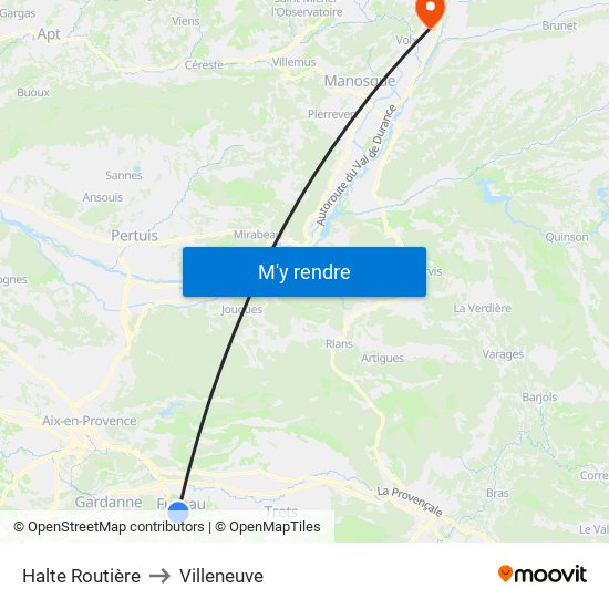 Halte Routière to Villeneuve map