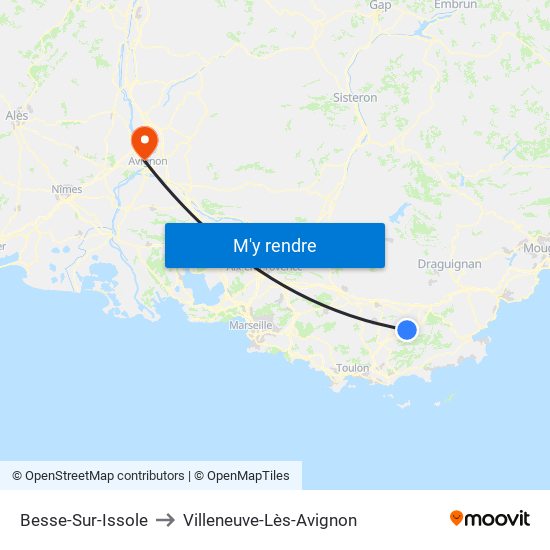 Besse-Sur-Issole to Villeneuve-Lès-Avignon map