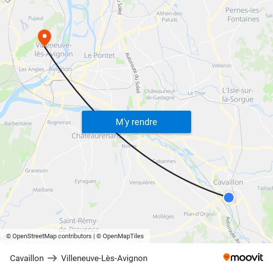 Cavaillon to Villeneuve-Lès-Avignon map