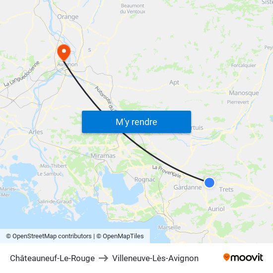 Châteauneuf-Le-Rouge to Villeneuve-Lès-Avignon map