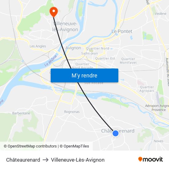 Châteaurenard to Villeneuve-Lès-Avignon map