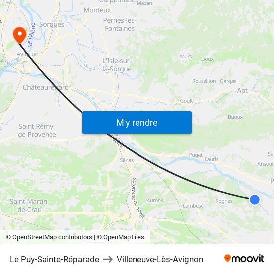 Le Puy-Sainte-Réparade to Villeneuve-Lès-Avignon map