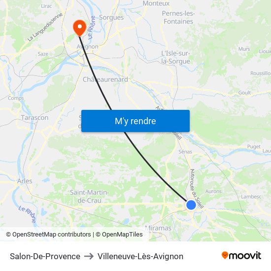 Salon-De-Provence to Villeneuve-Lès-Avignon map