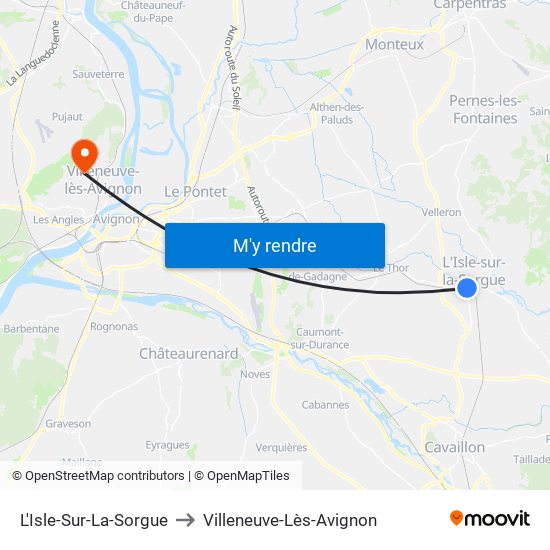 L'Isle-Sur-La-Sorgue to Villeneuve-Lès-Avignon map