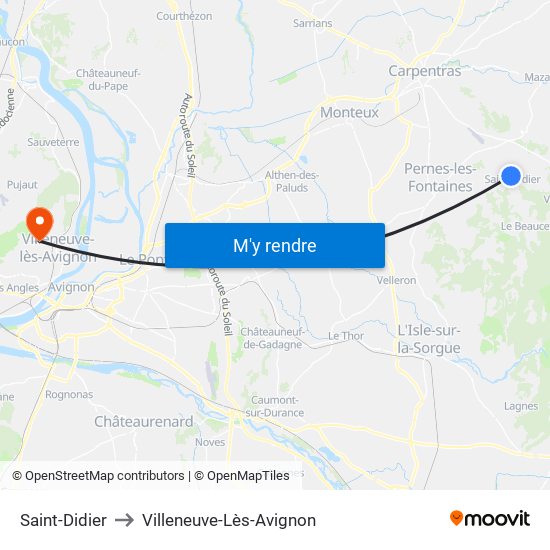 Saint-Didier to Villeneuve-Lès-Avignon map