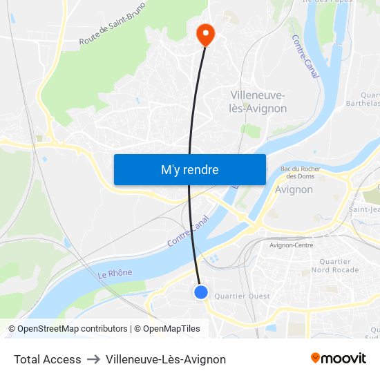 Station Elf to Villeneuve-Lès-Avignon map