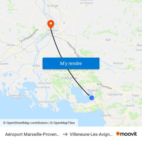 Aéroport Marseille-Provence to Villeneuve-Lès-Avignon map