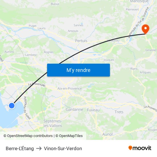 Berre-L'Étang to Vinon-Sur-Verdon map