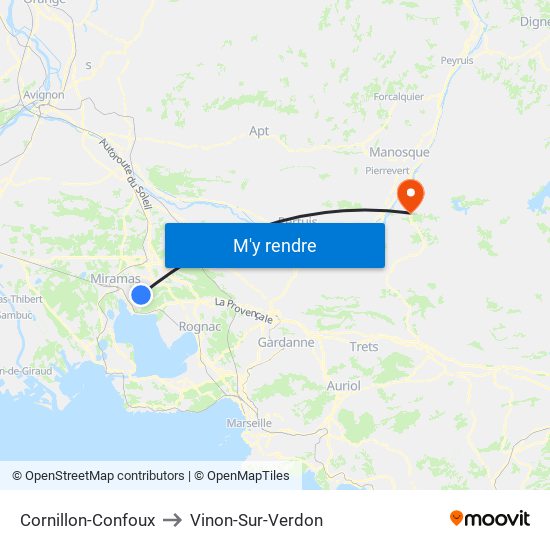 Cornillon-Confoux to Vinon-Sur-Verdon map