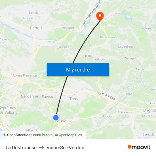 La Destrousse to Vinon-Sur-Verdon map