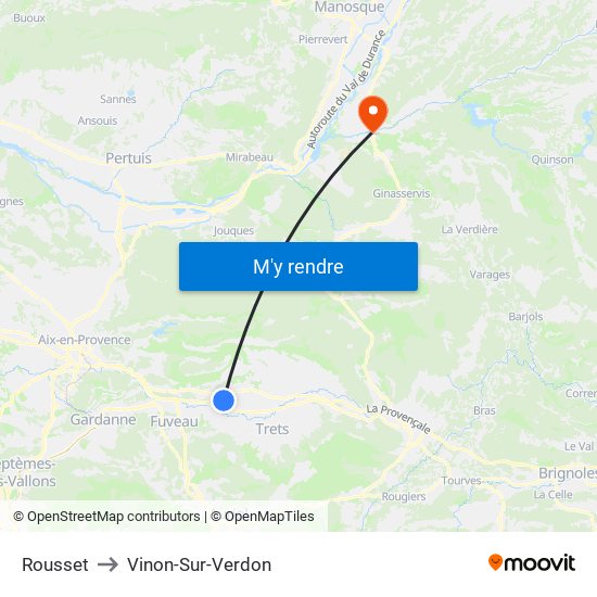 Rousset to Vinon-Sur-Verdon map