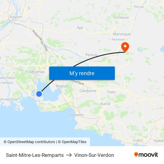 Saint-Mitre-Les-Remparts to Vinon-Sur-Verdon map