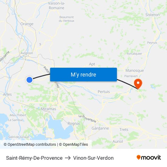 Saint-Rémy-De-Provence to Vinon-Sur-Verdon map