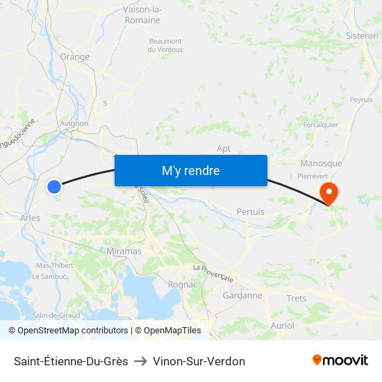 Saint-Étienne-Du-Grès to Vinon-Sur-Verdon map