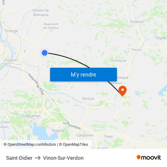 Saint-Didier to Vinon-Sur-Verdon map