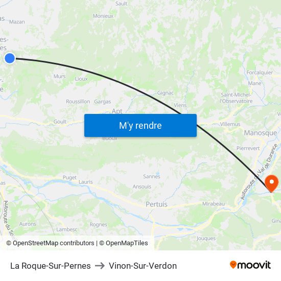 La Roque-Sur-Pernes to Vinon-Sur-Verdon map