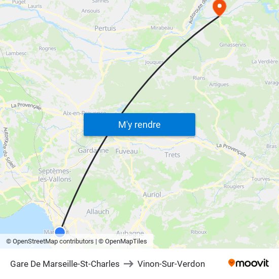 Gare De Marseille-St-Charles to Vinon-Sur-Verdon map