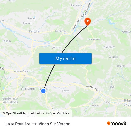 Halte Routière to Vinon-Sur-Verdon map