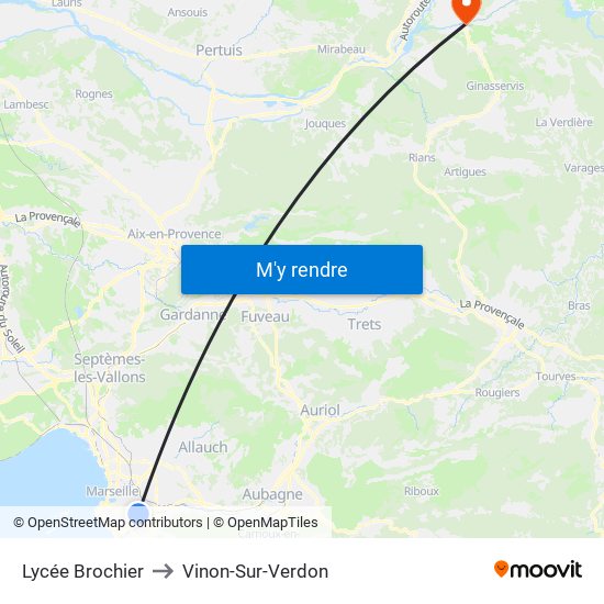 Lycée Brochier to Vinon-Sur-Verdon map