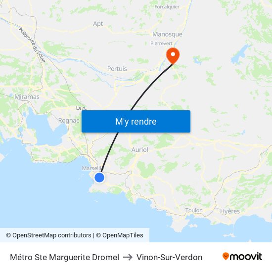 Métro Ste Marguerite Dromel to Vinon-Sur-Verdon map