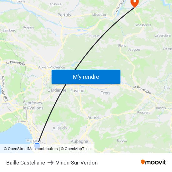 Baille Castellane to Vinon-Sur-Verdon map