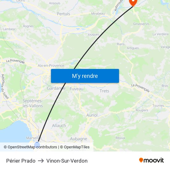 Périer Prado to Vinon-Sur-Verdon map