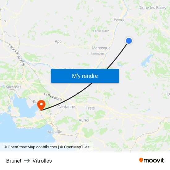 Brunet to Vitrolles map