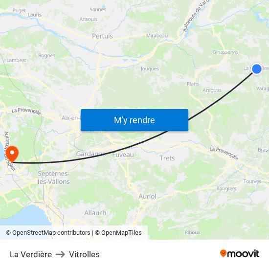 La Verdière to Vitrolles map