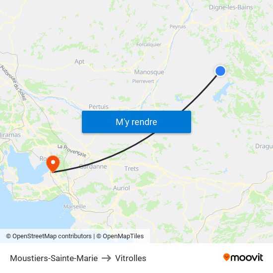 Moustiers-Sainte-Marie to Vitrolles map