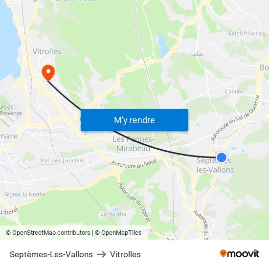Septèmes-Les-Vallons to Vitrolles map