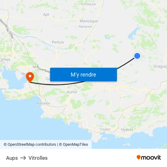 Aups to Vitrolles map