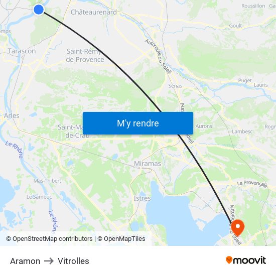 Aramon to Vitrolles map