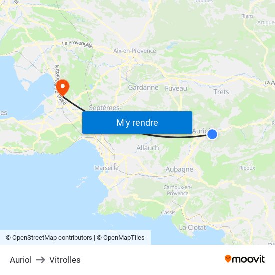 Auriol to Vitrolles map