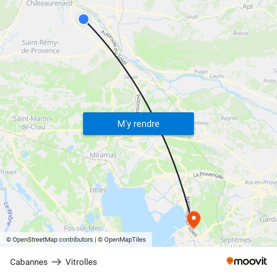 Cabannes to Vitrolles map